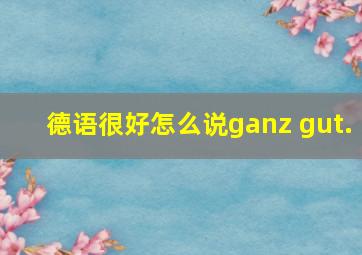 德语很好怎么说ganz gut.